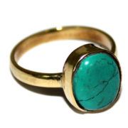 Sterling Silver Overlay Gold Plated Fancy Turquoise Gems Oval Ring