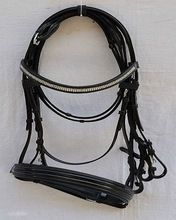 Crystal Round Leather Bridle Rolled Leather Dresssage Bridle
