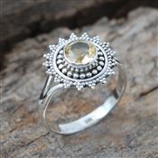 CITRINE FACETED GEMSTONE SILVER RING