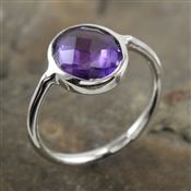 FACETED AMETHYST SILVER RING
