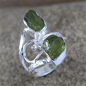 PERIDOT ROUGH GEMSTONE 925 STERLING SILVER RING JEWELRY