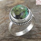 TIBETAN TURQUOISE GEMSTONE 925 STERLING SILVER RING JEWELRY