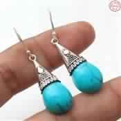 TURQUOISE BALL 925 STERLING SILVER EARRING