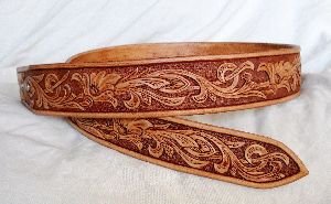 Ladies Carved Leather Belt