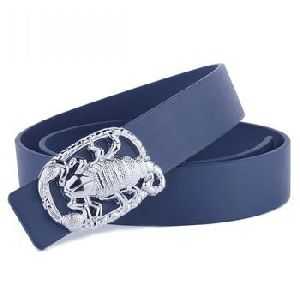 Ladies Navy Leather Belt
