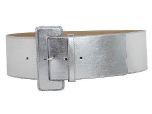 Ladies Silver Leather Belt