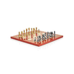 Wood And Metal Classical Ivory Red Chess Set