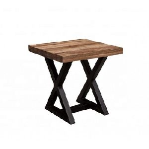 Industrial Vintage Ruff Wood Cross Leg Small Side Table