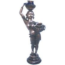 Brass sculpture Lady with Pot metal brass