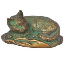 Cat metal brass figure