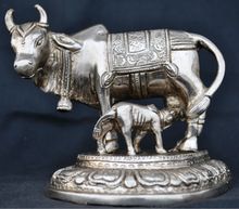 Cow with calf brass sculpture