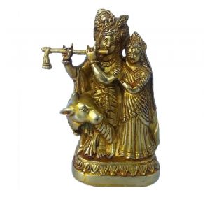Glorious statue of Radha-Krishna made of braass metal