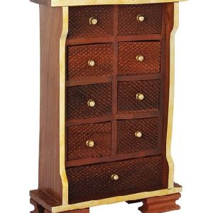 Small Wooden Chest of 9 Drawers Armoire Cabinet