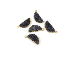 Natural Black Druzy Pendant