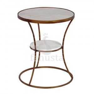 Round Marble Top Table with Bronze Finish Legs
