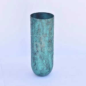 Turquoise Green Tube Iron Vase