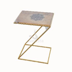 Z-Shaped Wooden End Table