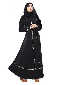 Justkartit Black Color Lycra Stretchable Silver Beads Work Abaya scarves