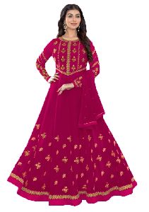 Justkartit Stylish Georgette Anarkali Style Floral Embroidery Suits