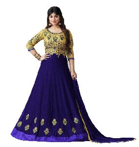 Justkartit Women's Ethnic Georgette Floor Length Semi-Stitched Anarkali Suits