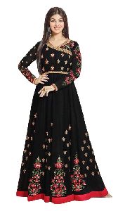 Justkartit Women's Georgette Zari Embroidery Anarkali Suit (JK4867_Black)