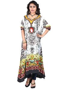 Justkartit Women's Multicolour Daily Wear Crepe Kaftan