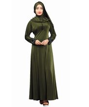 Olive Green Color Stylish Plain Velvet Embosed Abaya Burkha