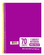 70 sheets wide ruled spiral notebook