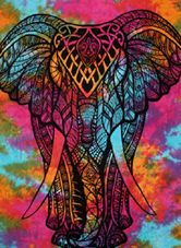 Beautifully Elephant Printed on Cotton Fabric Wall Hanging Tapestry