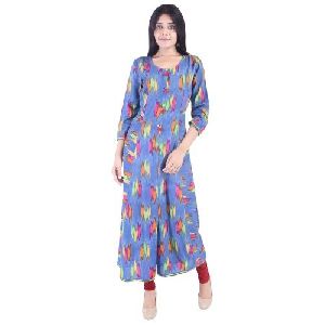 Indian stylish Printed 3/4 SleeveCotton long pattern kurti tunic womens Dress