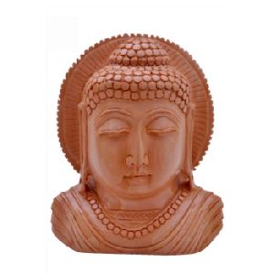 Tibetan wooden Buddha head statue