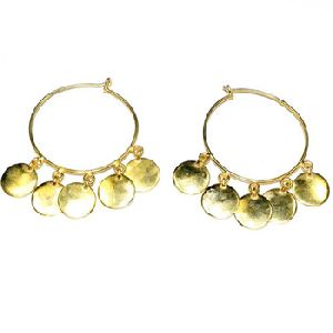Gold Plated Stylish Indian Round Charm Brass Earring