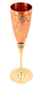 Copper Designer Champange Glass With Brass Stand