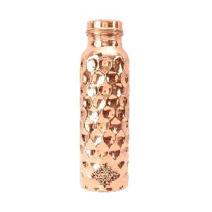 Copper Diamond Hammered Design Leak Proof Bottle 1000 ML