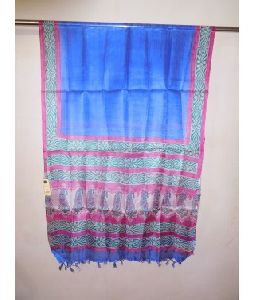 Blue Tussar Silk Dupatta