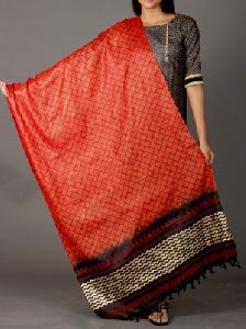 Red Tussar Silk Dupatta