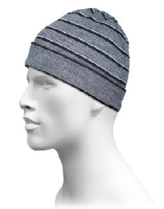 Grey stripes beanie cap
