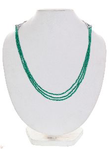 GREEN ONYX FACETED MACHINE CUT ROUNDEL BEADS NECKLACE