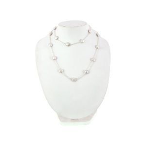 MOTHER OF PEARL STUDD STERLING SILVER BEZAL STYLE NECKLACE