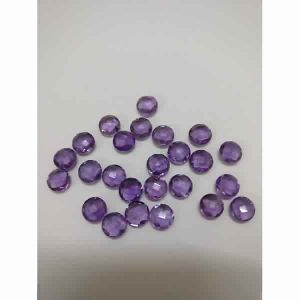 NATURAL AMETHYST GEMSTONE ROUND SHAPE BOTH SIDE CHEKAR CUT STONES