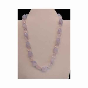 Natural Lavender And Rose Quartz Gemstone Beads Necklace