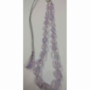 Natural Lavender Quartz Gemstone Stone Beads Necklace