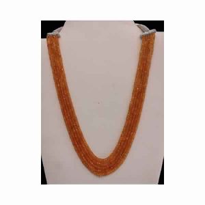Natural Mandarin (Fanta) Garnet Gemstone 5 Strings Necklace