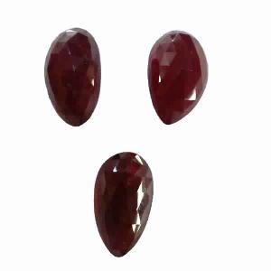 Natural Ruby Glass Filled Fancy Shape Rose Cut Cabs Stones