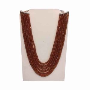 Spessartite Garnet Gemstone Patsan Cut Roundel Stone Beads 6 Strings Necklace