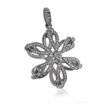 Silver Pave Diamonds Designer Flower