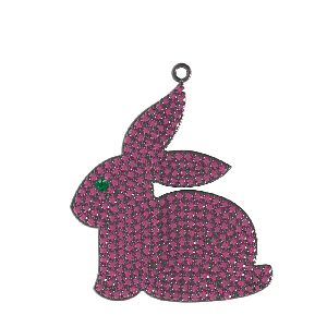Sterling Silver Rabbit Animal Pave Diamond Pendant