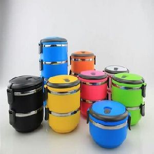 Colorful plastic tiffin lunch box