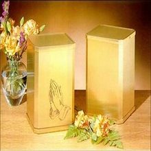 Golden Hand Praying Box Brass Funeral Urn