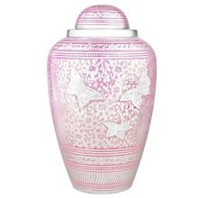 Pink Butterfly Adult Cremation Urn